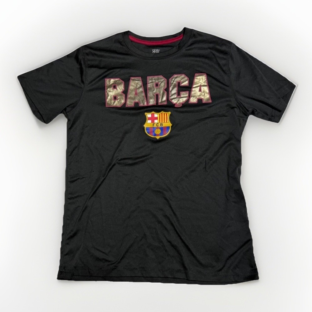 FC Barcelona Barca FCB Fan Tee Black‎ Gold Foil Mens Medium Soccer